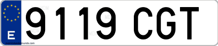 Ejemplo de matrícula de coche ordinaria 9119 CGT