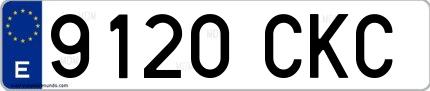 Ejemplo de matrícula española 9120 CKC