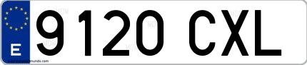 Ejemplo de matrícula española 9120 CXL