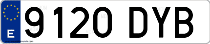 Ejemplo de matrícula de coche ordinaria 9120 DYB