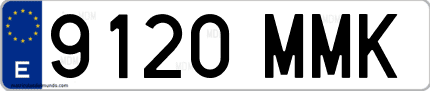 Ejemplo de matrícula de coche ordinaria 9120 MMK
