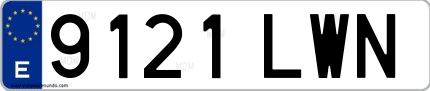Ejemplo de matrícula española 9121 LWN