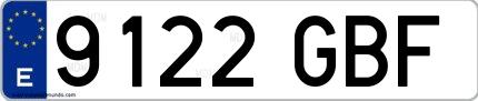 Ejemplo de matrícula española 9122 GBF