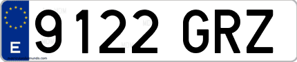 Ejemplo de matrícula de coche ordinaria 9122 GRZ
