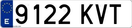 Ejemplo de matrícula española 9122 KVT