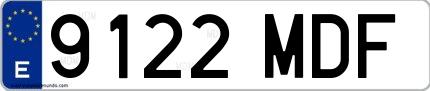 Ejemplo de matrícula española 9122 MDF