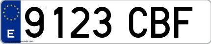 Ejemplo de matrícula española 9123 CBF
