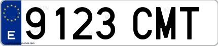 Ejemplo de matrícula española 9123 CMT
