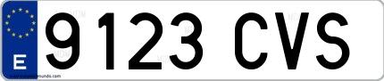 Ejemplo de matrícula española 9123 CVS