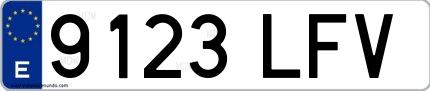Ejemplo de matrícula española 9123 LFV