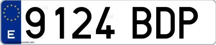 Ejemplo de matrícula española 9124 BDP