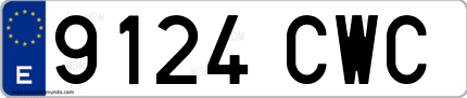 Ejemplo de matrícula de coche ordinaria 9124 CWC
