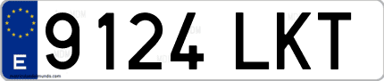 Ejemplo de matrícula de coche ordinaria 9124 LKT