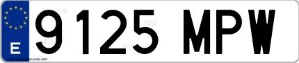 Ejemplo de matrícula española 9125 MPW