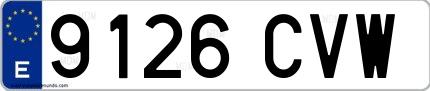 Ejemplo de matrícula española 9126 CVW