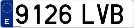 Ejemplo de matrícula española 9126 LVB