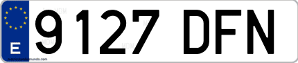 Ejemplo de matrícula de coche ordinaria 9127 DFN