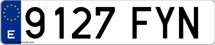 Ejemplo de matrícula española 9127 FYN