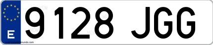 Ejemplo de matrícula española 9128 JGG