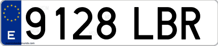 Ejemplo de matrícula de coche ordinaria 9128 LBR