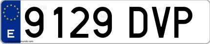 Ejemplo de matrícula española 9129 DVP