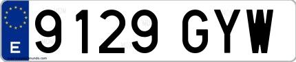 Ejemplo de matrícula española 9129 GYW