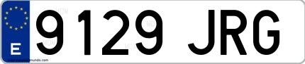 Ejemplo de matrícula española 9129 JRG