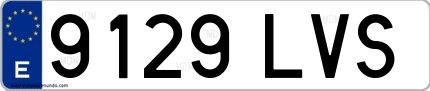 Ejemplo de matrícula española 9129 LVS