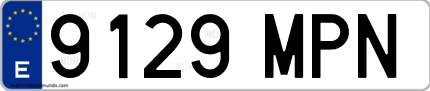 Ejemplo de matrícula de coche ordinaria 9129 MPN