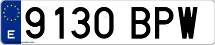 Ejemplo de matrícula española 9130 BPW