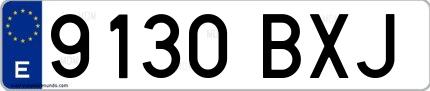 Ejemplo de matrícula española 9130 BXJ