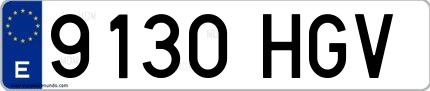 Ejemplo de matrícula española 9130 HGV