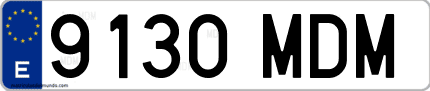 Ejemplo de matrícula de coche ordinaria 9130 MDM