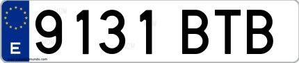 Ejemplo de matrícula española 9131 BTB