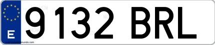Ejemplo de matrícula española 9132 BRL
