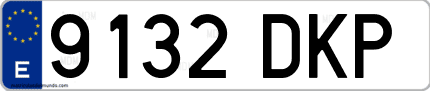 Ejemplo de matrícula de coche ordinaria 9132 DKP