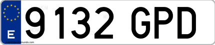 Ejemplo de matrícula de coche ordinaria 9132 GPD