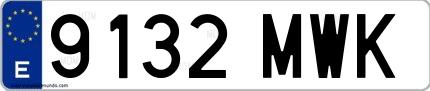 Ejemplo de matrícula española 9132 MWK
