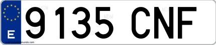 Ejemplo de matrícula española 9135 CNF