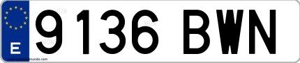 Ejemplo de matrícula española 9136 BWN