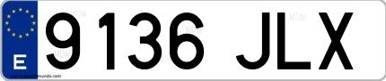 Ejemplo de matrícula española 9136 JLX