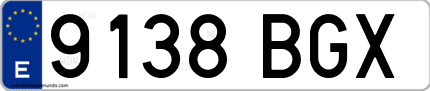 Ejemplo de matrícula de coche ordinaria 9138 BGX