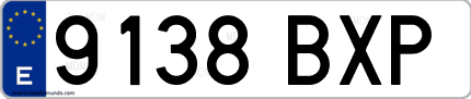 Ejemplo de matrícula de coche ordinaria 9138 BXP