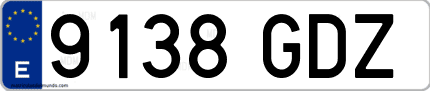 Ejemplo de matrícula de coche ordinaria 9138 GDZ