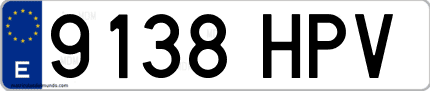 Ejemplo de matrícula de coche ordinaria 9138 HPV