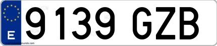 Ejemplo de matrícula española 9139 GZB