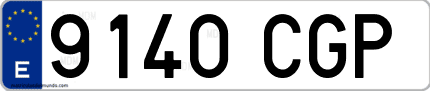 Ejemplo de matrícula de coche ordinaria 9140 CGP