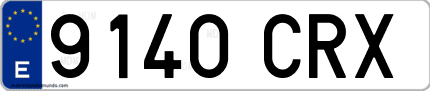 Ejemplo de matrícula de coche ordinaria 9140 CRX