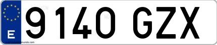 Ejemplo de matrícula española 9140 GZX