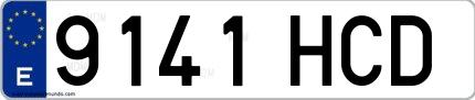 Ejemplo de matrícula española 9141 HCD